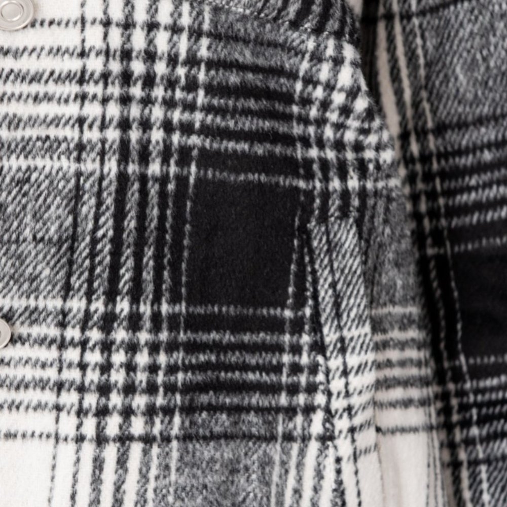 Kamryn Black & White Plaid Button Front Shacket - Picture 11 of 12